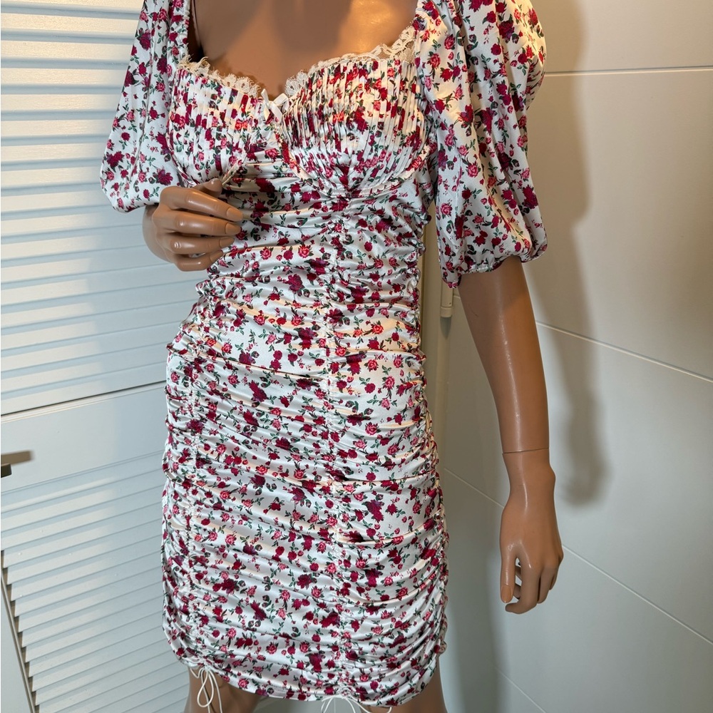 For Love & Lemons Floral Ruched Dress size medium - Picture 5 of 15